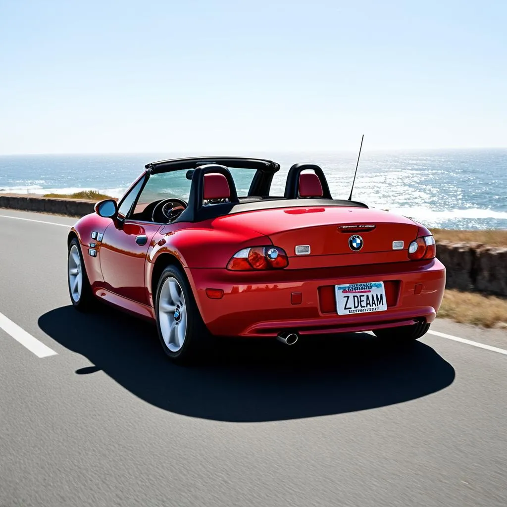 Classic Red BMW Z3 Roadster on Pacific Coast Highway